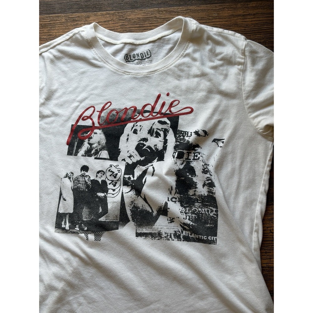 Women's Blondie T-Shirt White Spell-0ut S New Wave 70s New York Debbie Harry